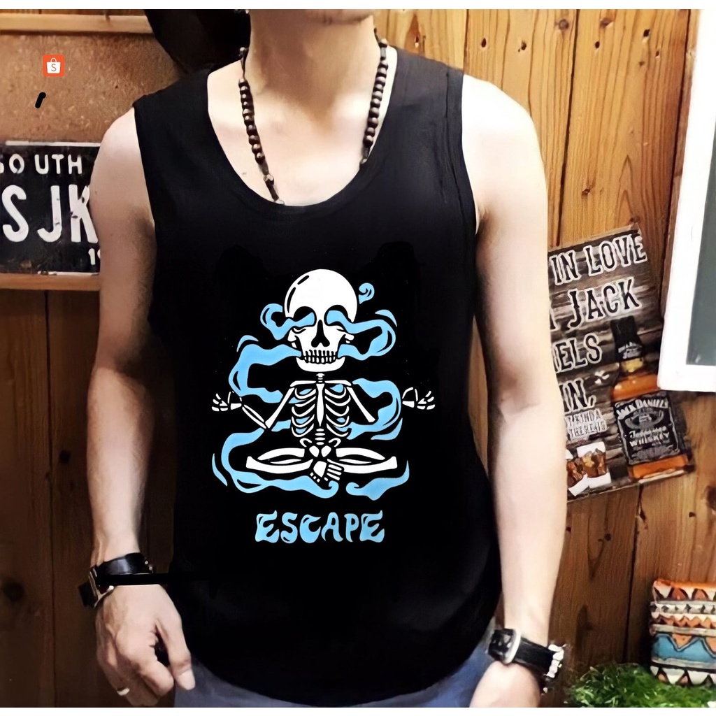 Shalch Trendy / Singlet Pria Motif Skull Escape Uk L / Pakaian Dalam Pria