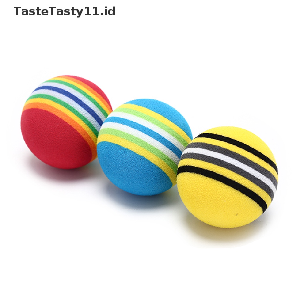 Tastetasty 10Pcs Bola Golf Bahan Busa Motif Garis Warna Pelangi Untuk Latihan