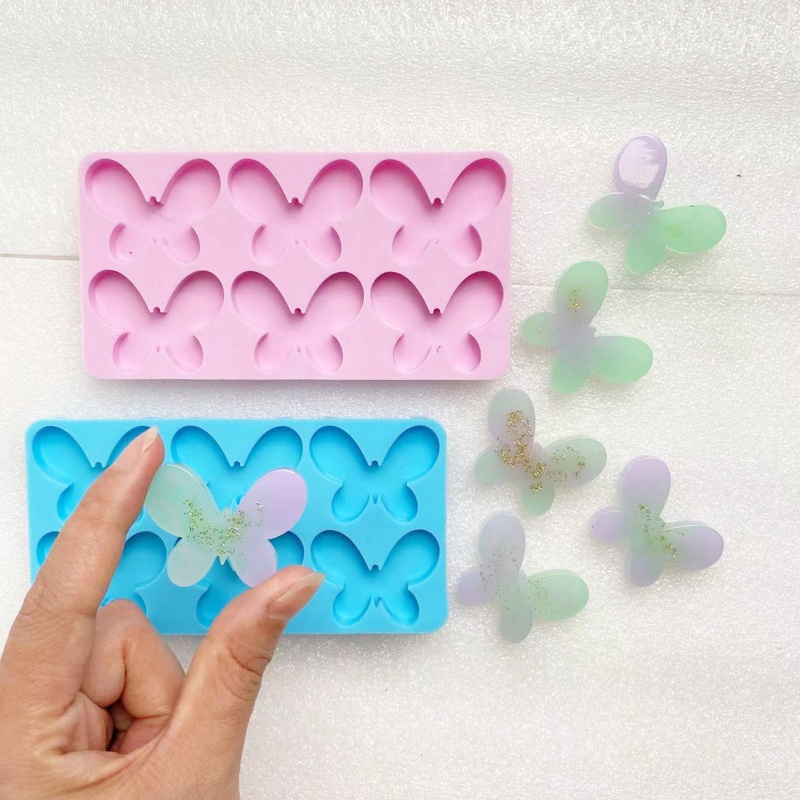 Siy 3pcs Cetakan Silikon Bentuk Kupu-Kupu Clover Shamrock Untuk Membuat Perhiasan DIY