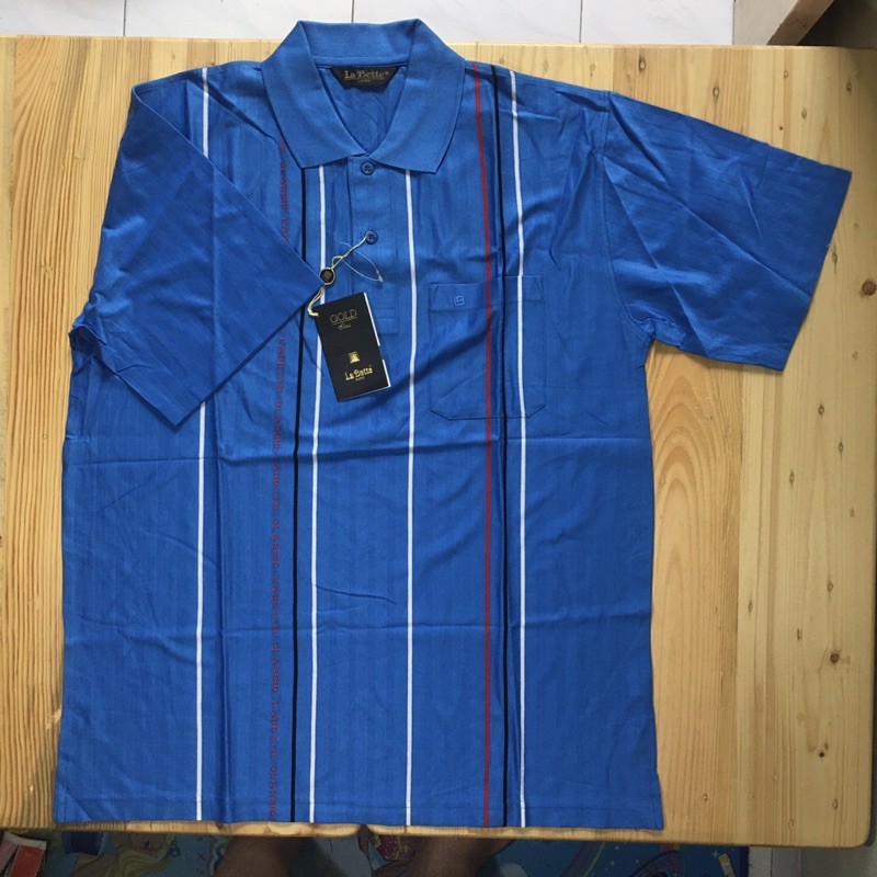 Kaos Polo Biru Pria La Bette Baru Thrift Preloved