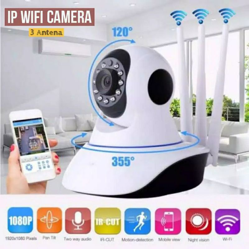 CCTV IP CAMERA WIFI 3MP V380PRO WIRELESS 3 ANTENA SECURITY HOME NIGHT VISION