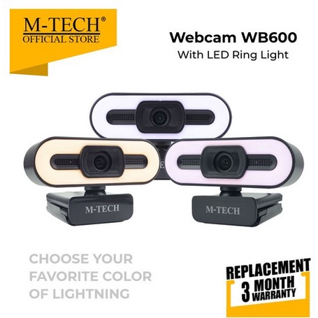 Webcam M-Tech MTech WB600 WB-600 With Ring LIght 1080P Full HD wb 600 garansi resmi 3bualn