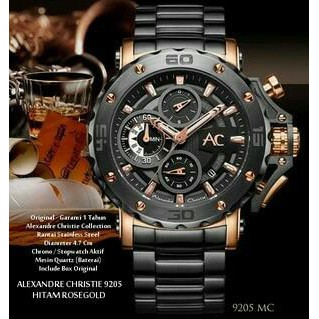 Jam Tangan ALEXANDRE CHRISTIE 9205 MC BLACK ROSE GOLD