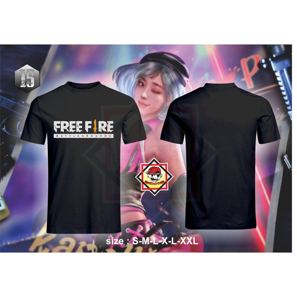 KAOS FREE FIRE HITAM PREMIUM COMBAT 30's / KAOS MURAH DESAIN SENDIRI