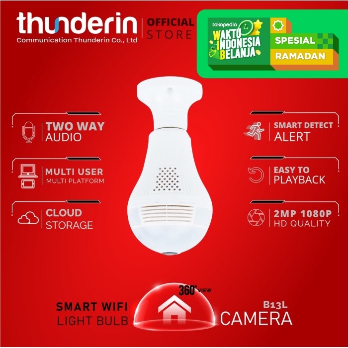 COD Thunderin Kamera CCTV WIFI Bohlam IP Camera Lampu