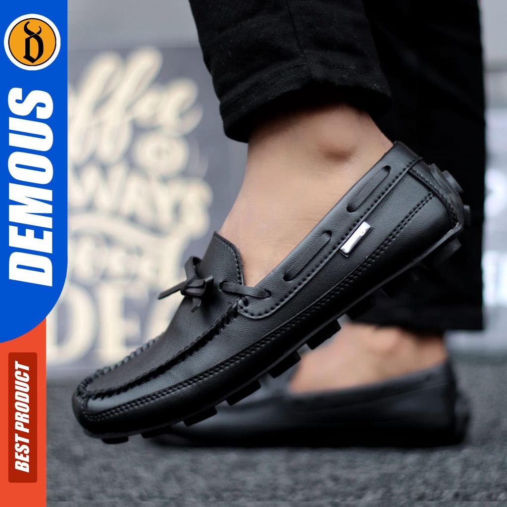 DEMOUS Venezia - Sepatu Formal Pantofel Hitam Kerja Slop Pria