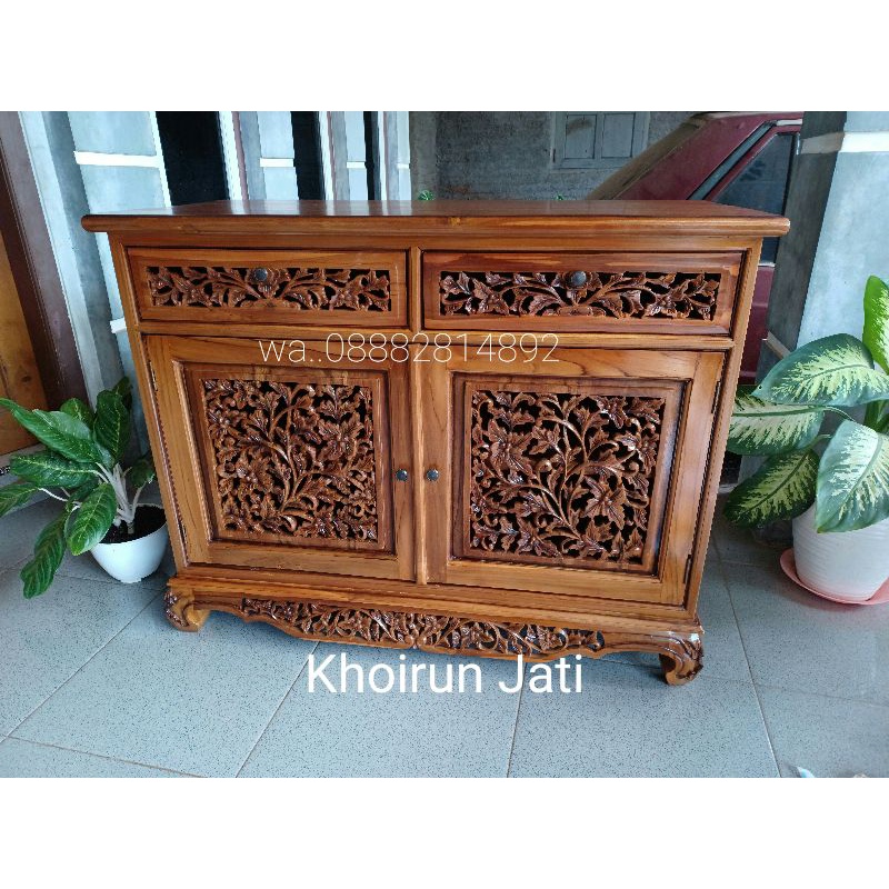 Meja tv bufet tv palembang kayu jati perhutani