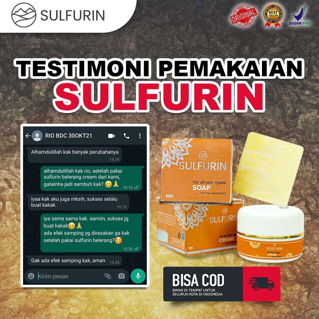 Sabun dan Salep SULFURIN BELERANG Mengatasi Gatal Pada Kulit Obat Skabies Herpes Kutu Air 100% Original BPOM Aman Untuk Segala Usia