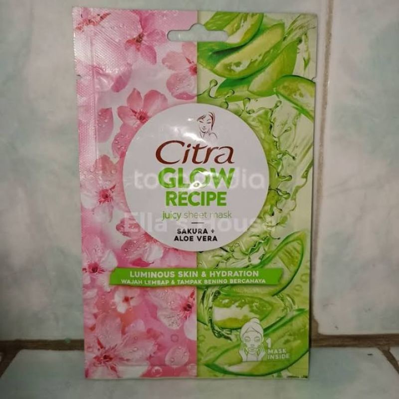 CITRA GLOW RECIPE JUICY SHEET MASK SAKURA + ALOE VERA Original BPOM