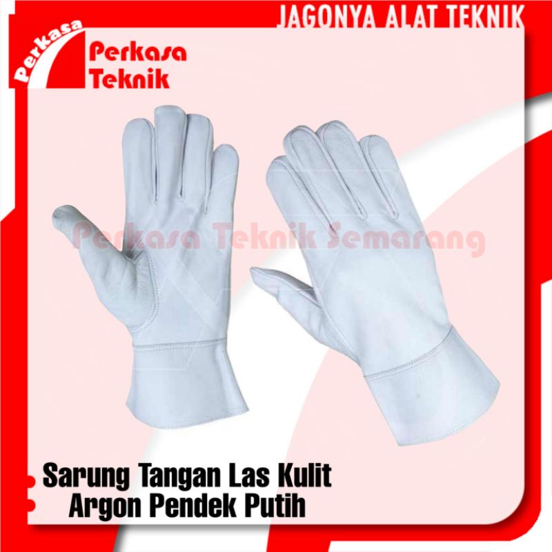 Sarung Tangan Las argon Putih Pendek Welding Gloves Lokal