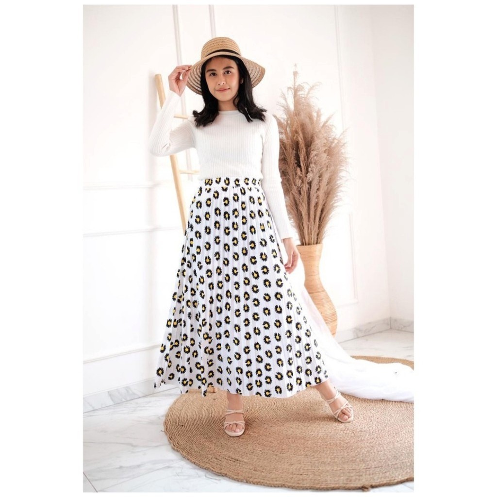 DAISY ROK PLISKET BUNGA PREMIUM / LILY DAILY ROK PANJANG MUSLIM / ROK MAYUNG