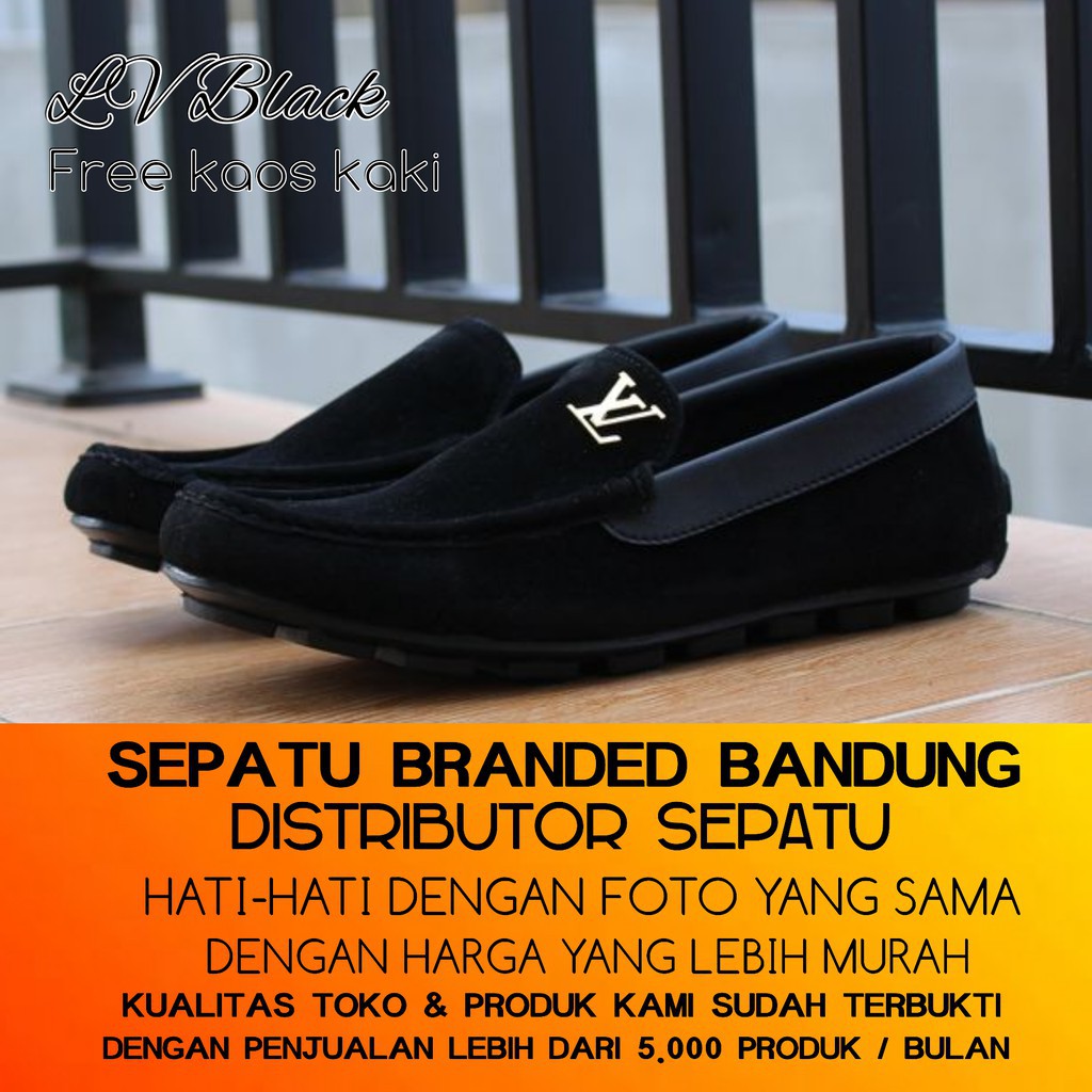 POMO SEPATU SLIP ON PRIA LV LOUIS VITTON CASUAL FORMAL SUEDE TERLARISS