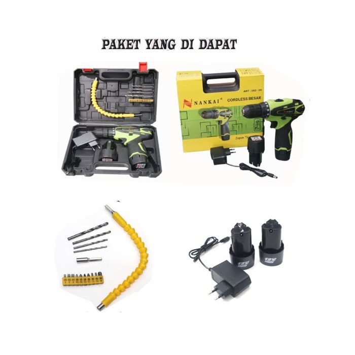 NANKAI cordless Mesin Bor Baterai Cordless Drill Nankai 12V