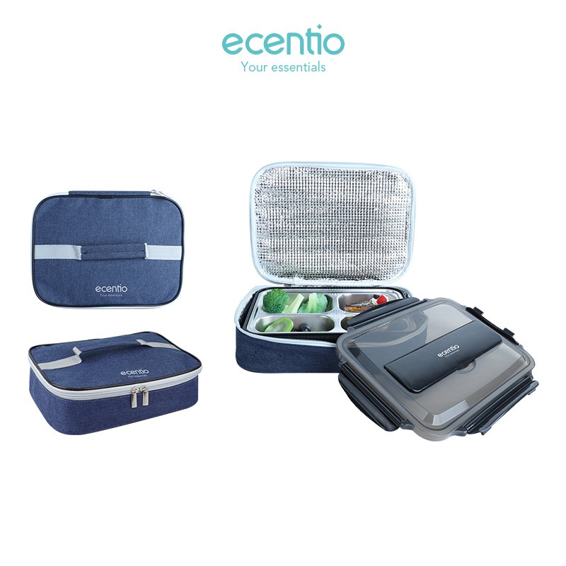 

Ecentio biru stainless Kotak Makan Tas Bekal Kotak Makan Oxford cloth Lunch Bag/tas makanan