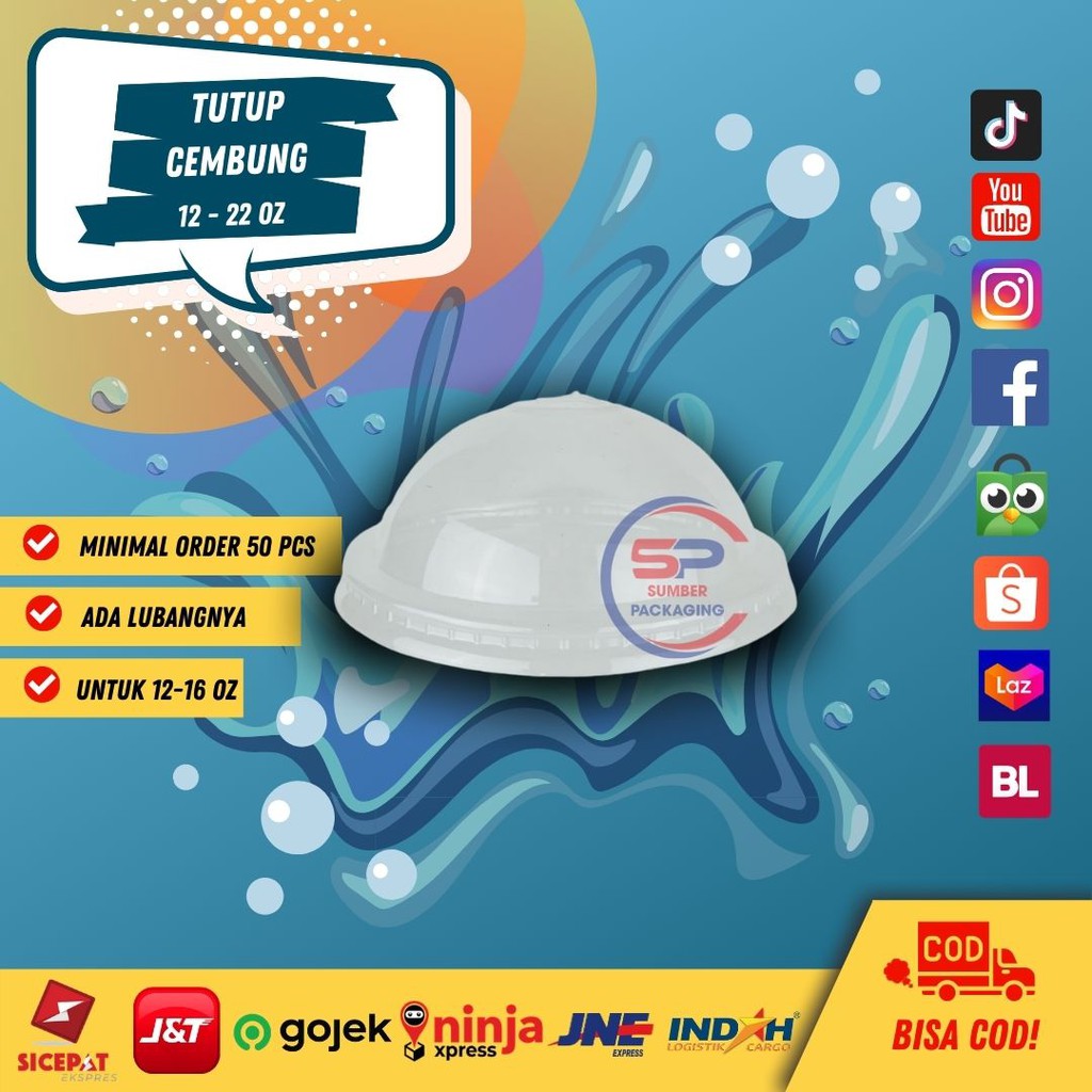 TUTUP CEMBUNG TUTUP CUP CEMBUNG TUTUP GELAS PLASTIK LID CUP LID CEMBUNG MIN 50