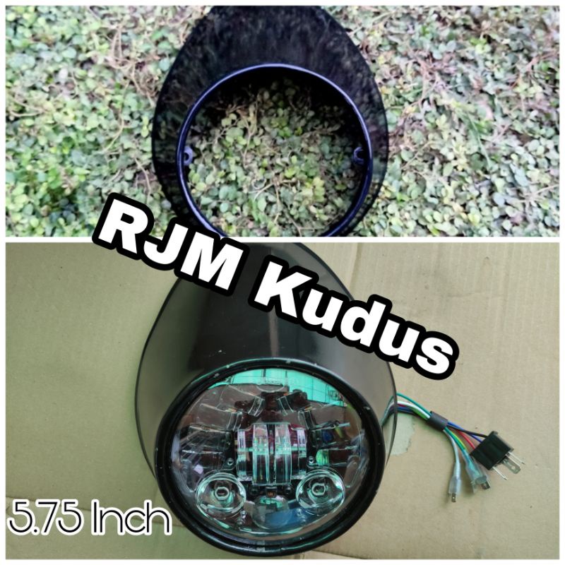 Visor Japstyle caferacer set lampu daymaker 5 inch