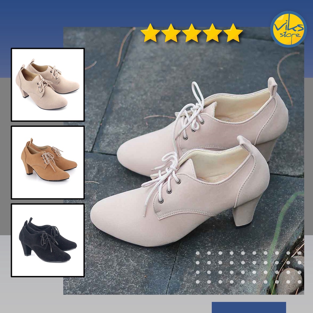 Sepatu High Heels 7cm Wanita Cewek Perempuan Sepatu Hak Model Casual Formal Kerja Kuliah Blackkelly Original