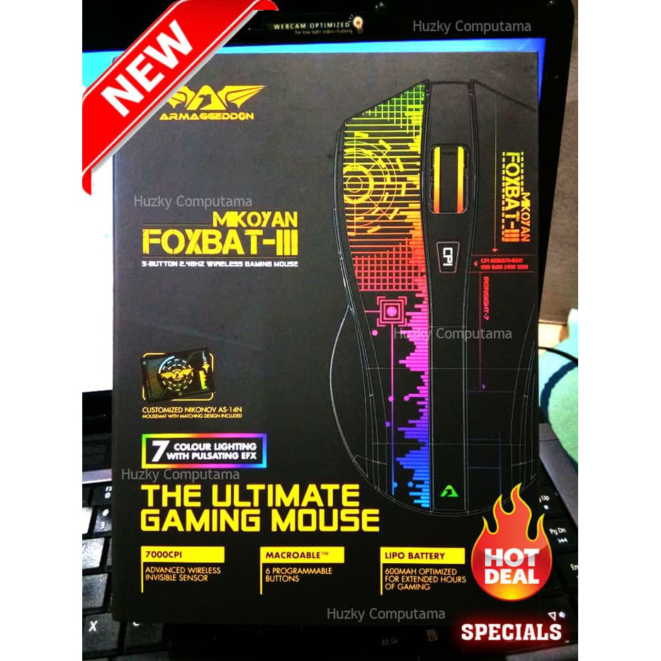 Gaming Mouse ARMAGGEDDON FOXBAT-III Wireless MACRO Gaming - Hitam