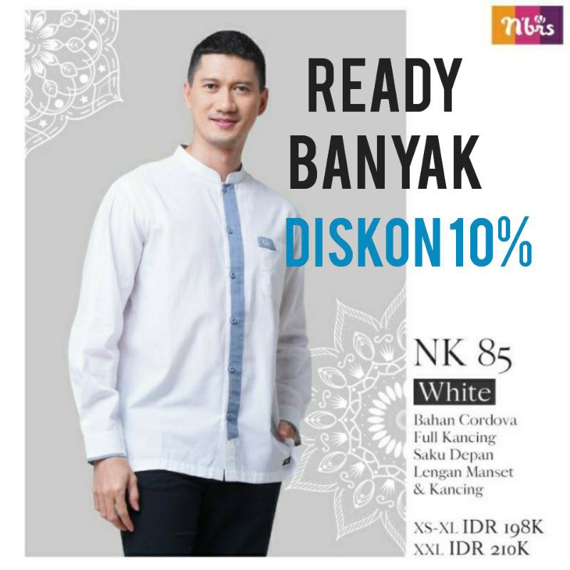 NIBRAS KOKO NK 85 XS saja BAJU PUTIH IDUL FITRI LEBARAN 2021 lengan panjang