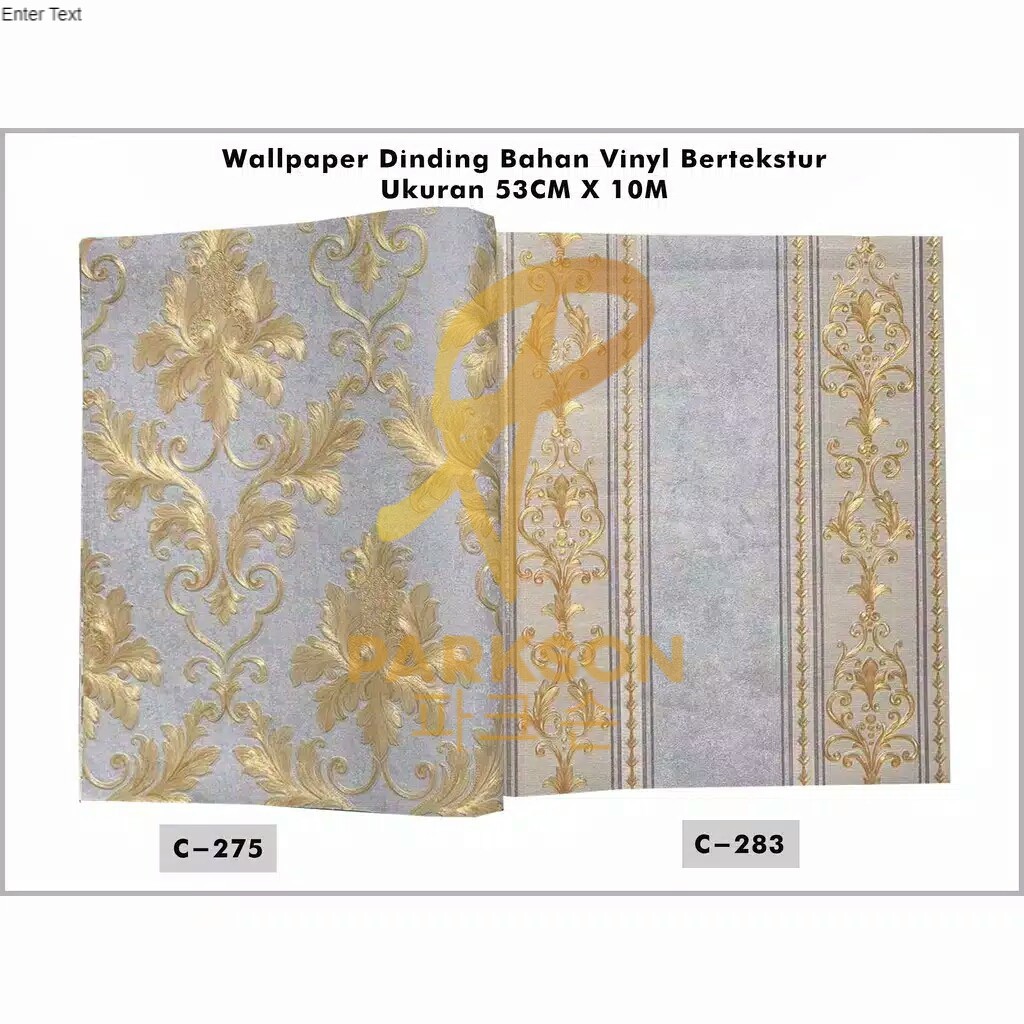 Wallpaper dinding vinyl motif bunga salur warna ungu gold couple