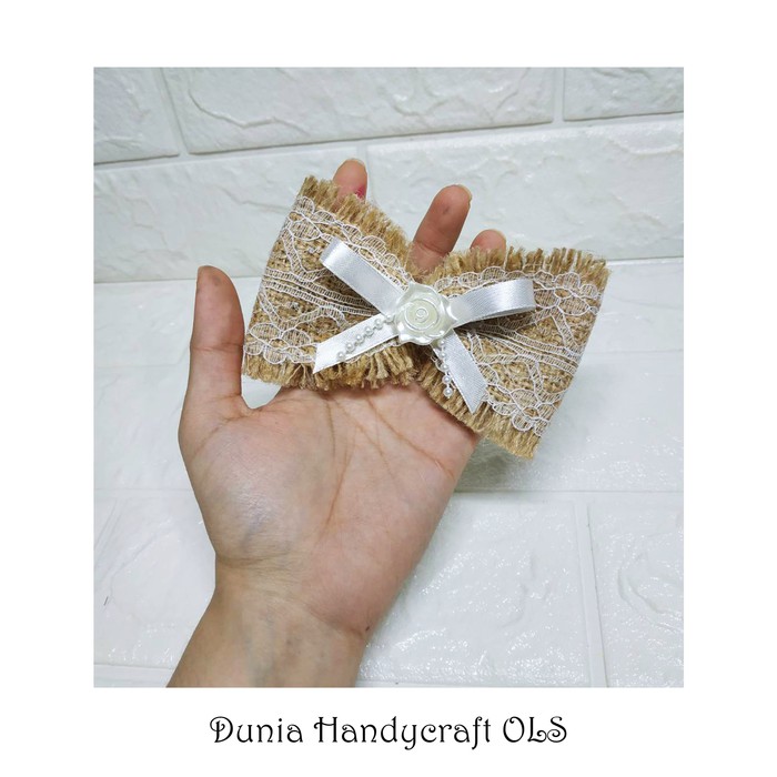 PITA BOW BURLAP RENDA Dekorasi Hampers Hiasan Parcel