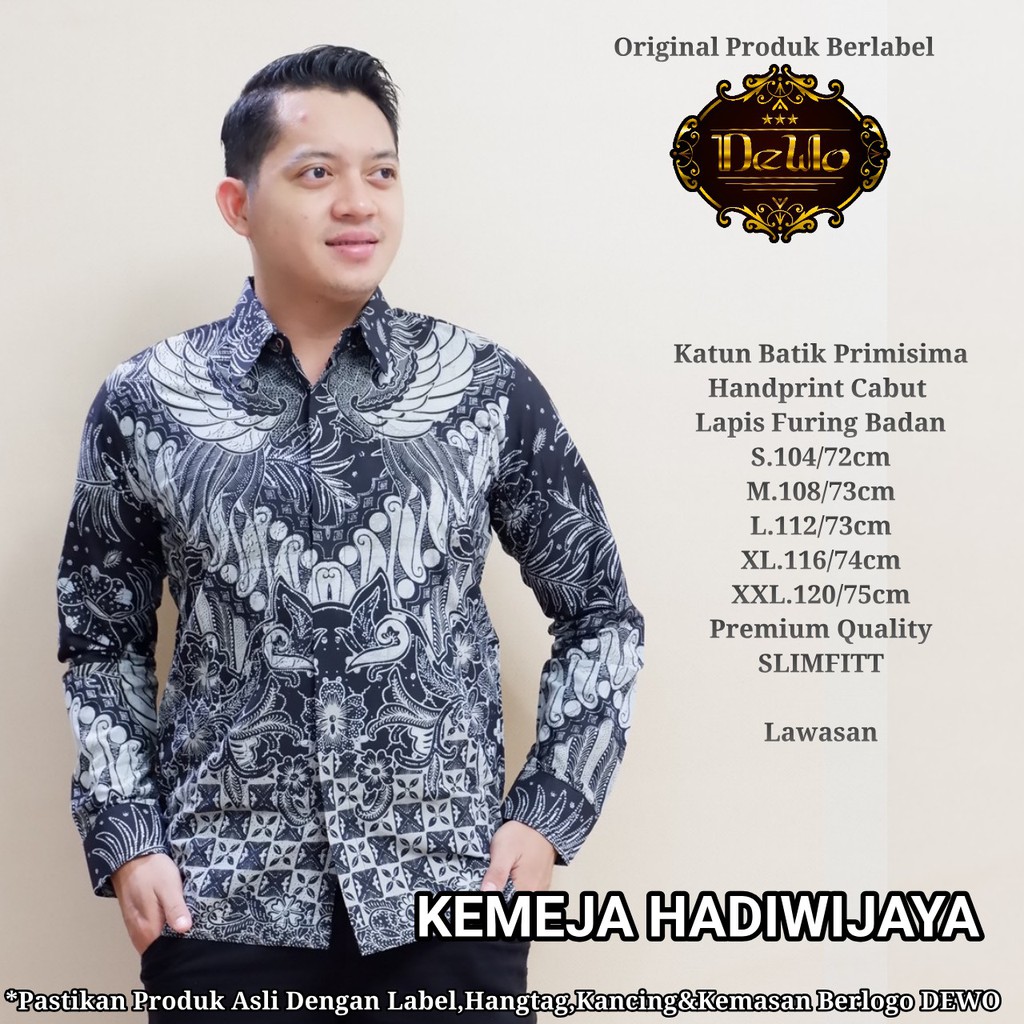 HADIWIJAYA Kemeja Batik Pria Lengan Panjang Katun Halus FULL FURING Dewo