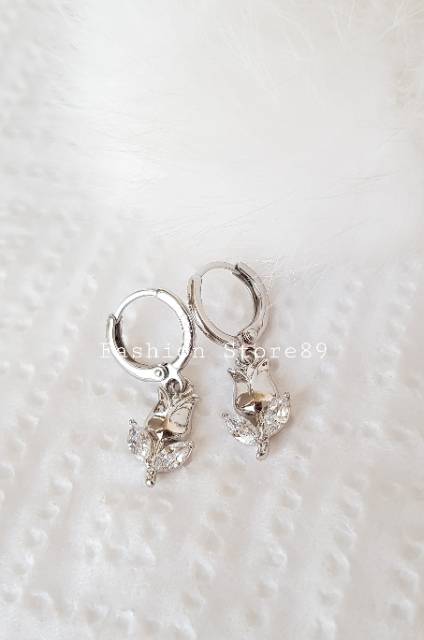 Anting jurai Mawar import xuping cantik perhiasan emas putih replica xuping bestseller fashion