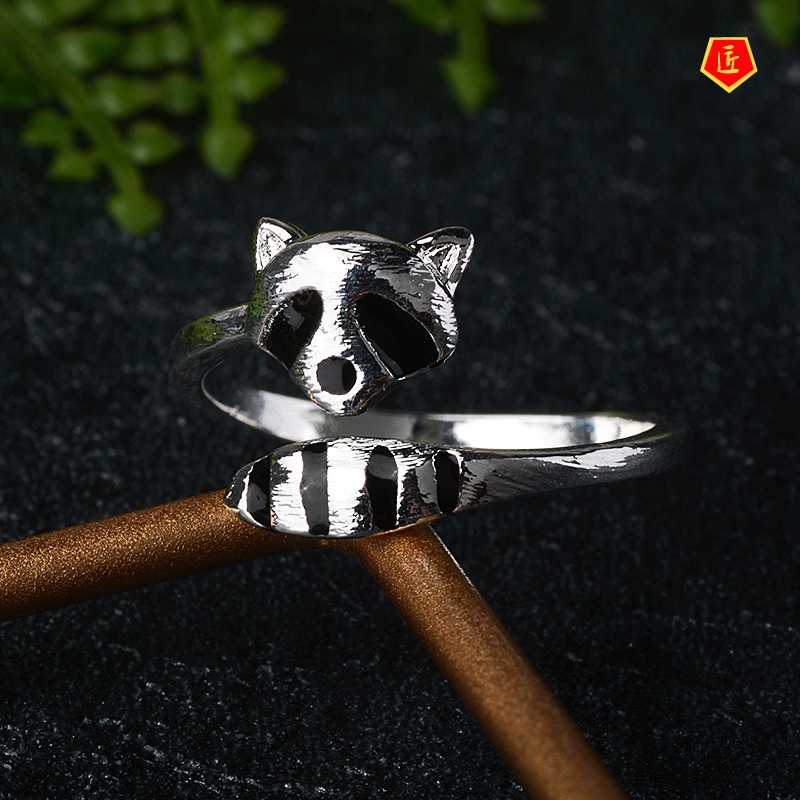 [Ready Stock]Creative Raccoon Ring Female Cute Personality