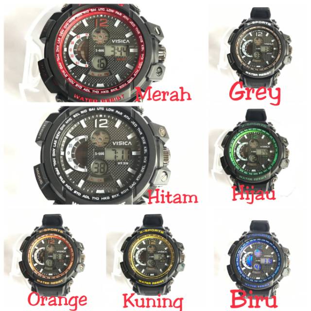 Jam tangan digital Sporty jumbo water Resist merk Visica 666