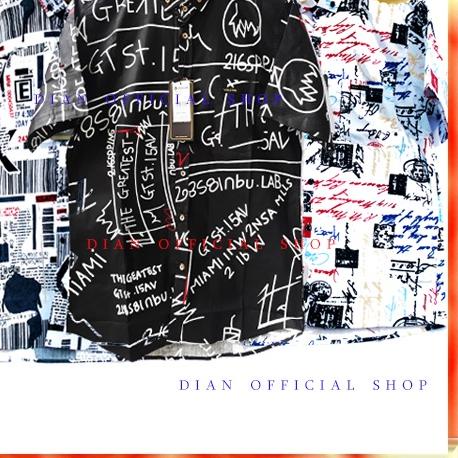 ♕ Kemeja Pantai Pria Surfing Lengan Pendek Cowok Hem Premium Distro Print Motif Koran Baju Pantai ☂