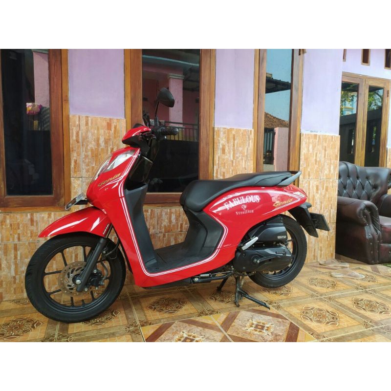striping sticker standar motor Honda Genio fabulous merah
