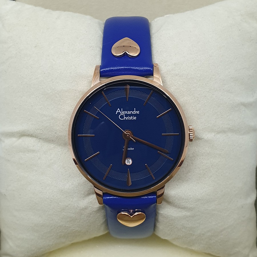 Alexandre Christie Ac2774 Rosegold Blue, Jam Tangan Wanita, Original