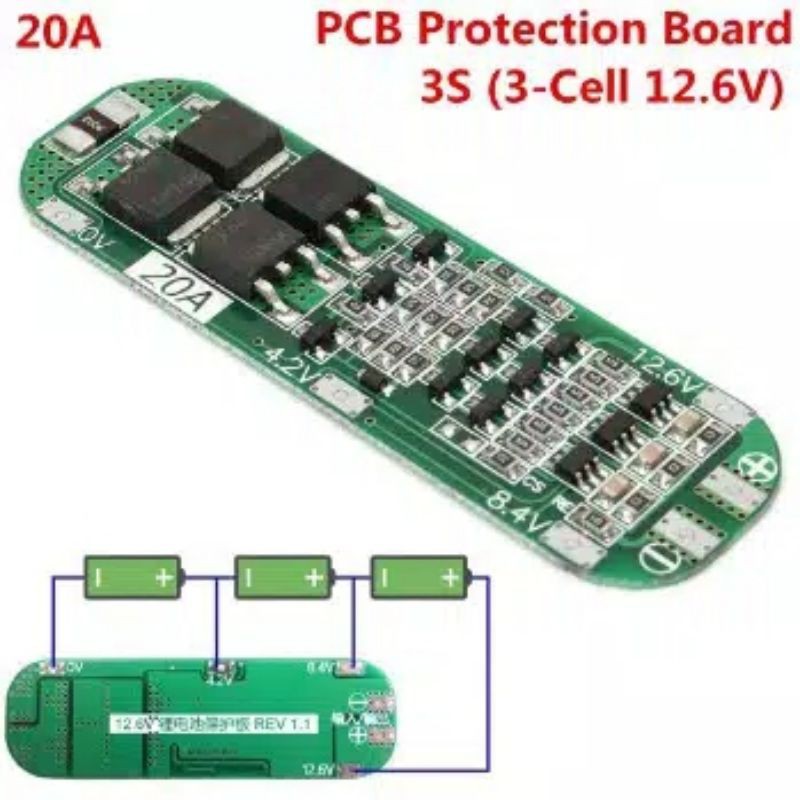 PCB Protecion Batrai 18650 3s 12,6v 20A