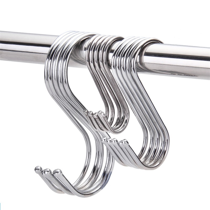 10Pcs Stainless Steel Practical Hooks / Kitchen S Shape Railing S Hanger Hook /S Hanger Hook Clasp Holder Hooks