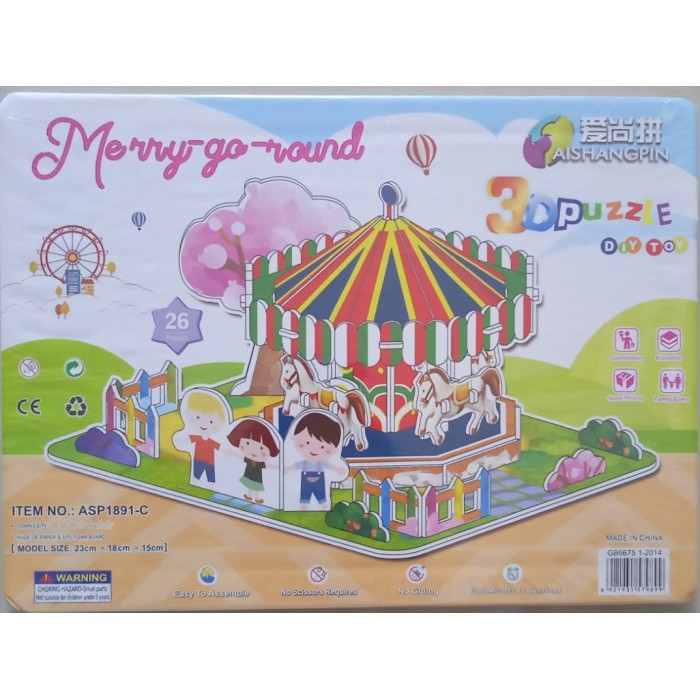 Mainan 3D Puzzle Merry Go Round | 1891-C - Hadiah Ultah | Puzzle 3 Dimensi