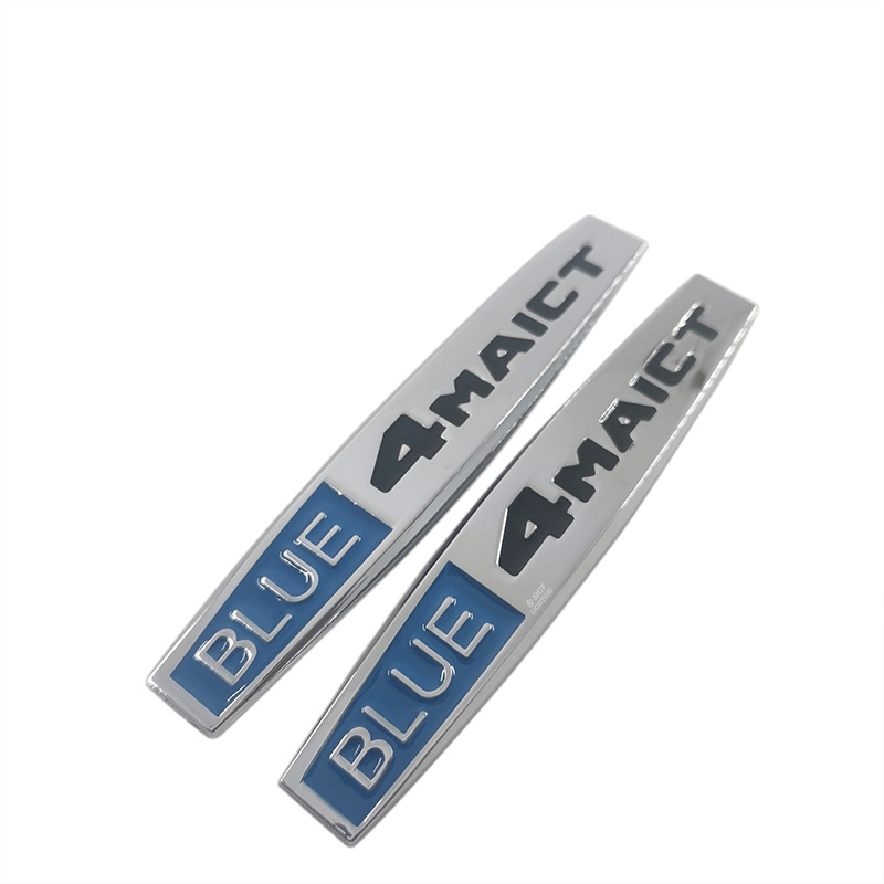 2 Pcs Sticker Emblem Logo Mercedes Benz 4MATIC Bahan Metal Warna Biru Untuk Fender Samping Mobil