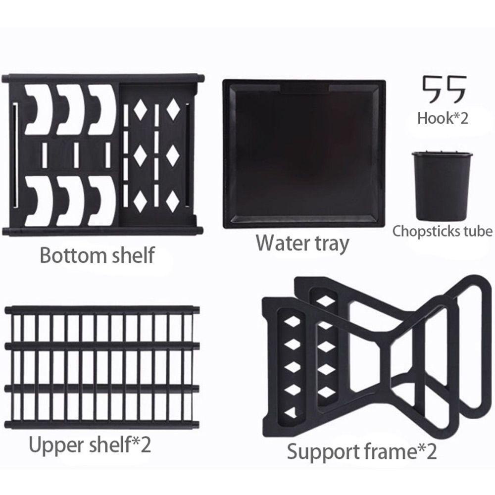 Solighter Rak Pengering Piring Perlengkapan Dapur Removable Tempat Peralatan Makan Rak Filter