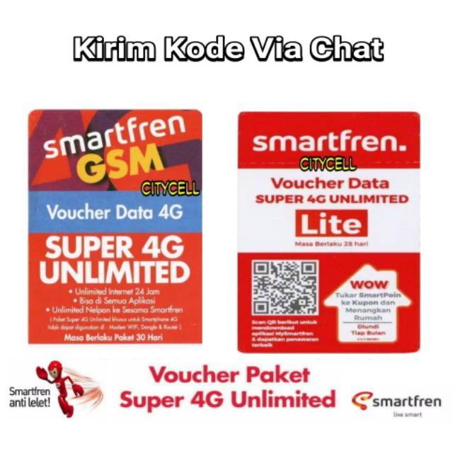Voucher Smartfren Unlimited Kuota 4G Kirim Via Chat
