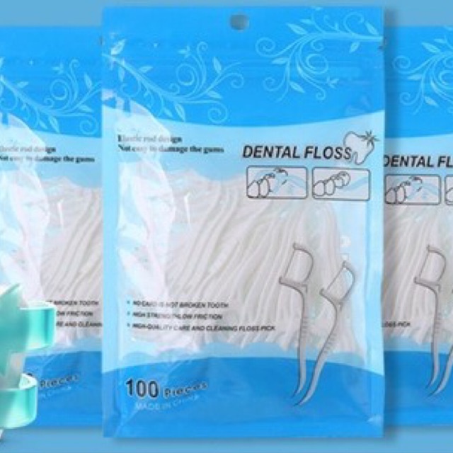 100pcs /50pcs set Dental Floss Benang Tusuk Gigi isi Flosser Teeth Toothpick stick coolcolor