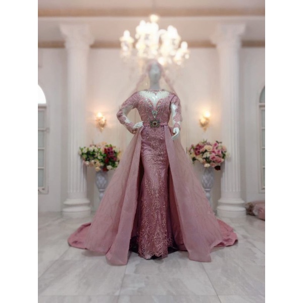 GAUN PENGANTIN MEWAH JUMBO/GAUN EKOR CRONOLIN//KEBAYA WEDDING/KEBAYA AKAD/BAKU PENGANTEN MODREN,5