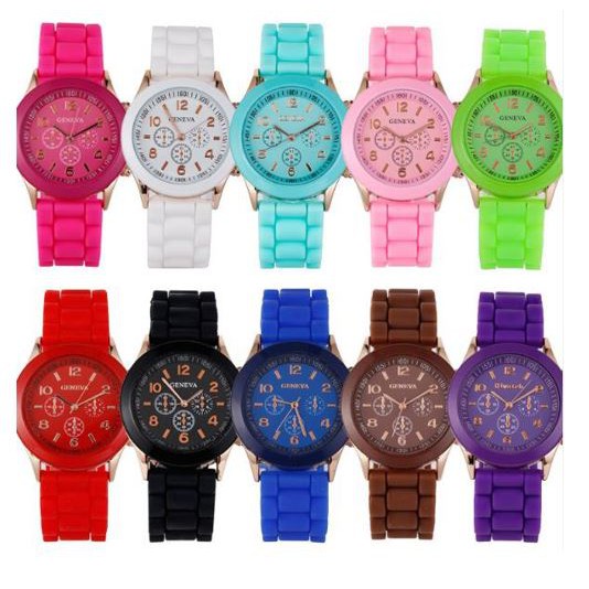 ✅COD [BBS] GENEVA Jam Tangan Wanita / Pria Analog Fashion Casual Women Wrist Quartz Watch rubber-hijau
