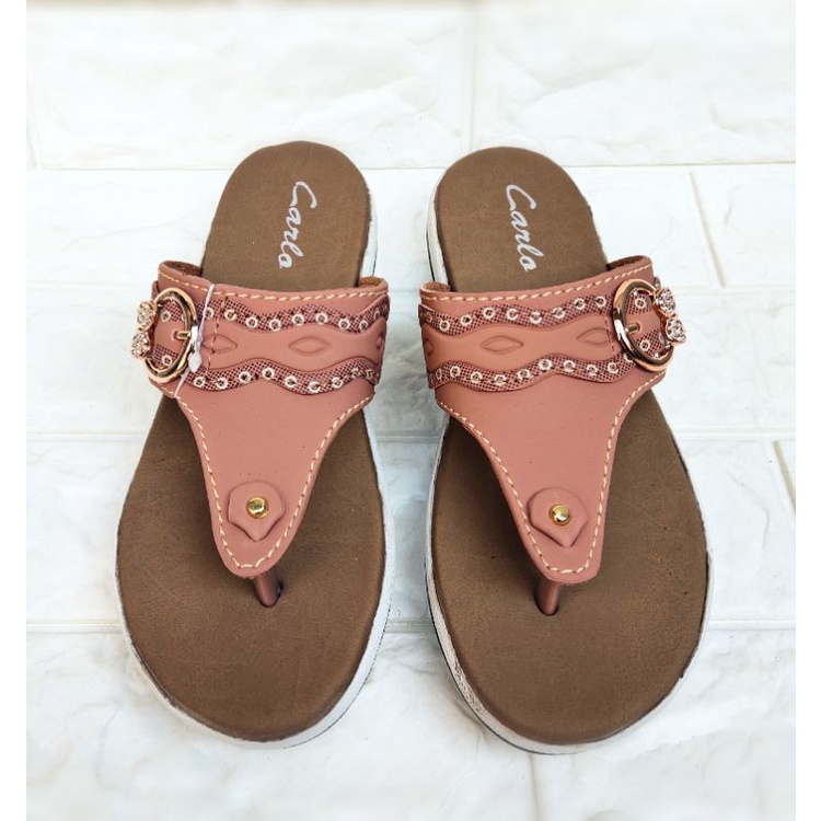 Sendal Wanita Selop Wedges Sandal Wanita Motif Jalan-jalan Pesta Berkualitas