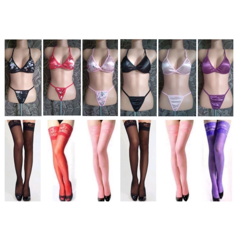 Set Underwear Stocking / Set Pakaian Dalam Stoking Gstring