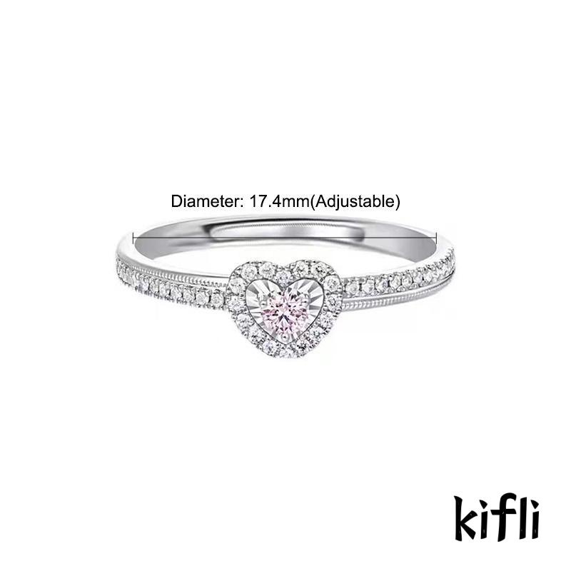 Cincin Wanita Bentuk Hati Warna Pink Untuk Hadiah Valentine / Ulang Tahun