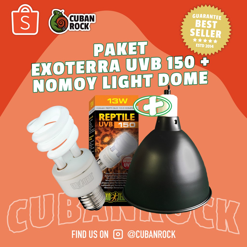 Paket Lampu Sulcata/ Reptil Exoterra Desert UVB Holder Light Dome