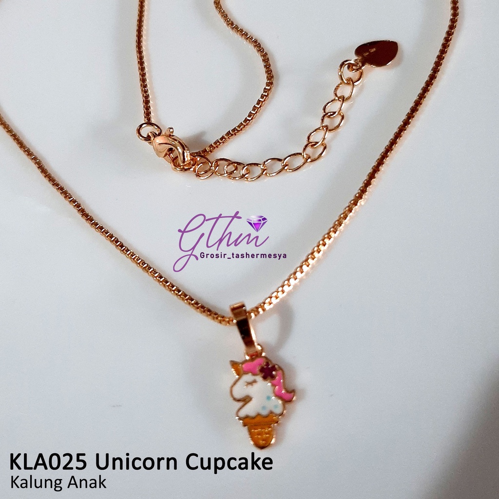 kalung anak unicorn kuda poni KLA020PINK keren kiyut lapis emas 18k titanium xuping awet