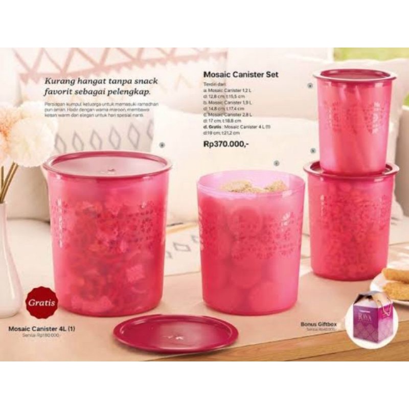 Mosaic raya canister set / toples mosaic tupperware