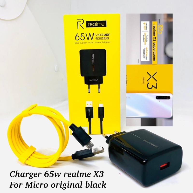 PROMO CHARGER 65W  REALME X3 BLACK MICRO /TYPE C ORIGINAL