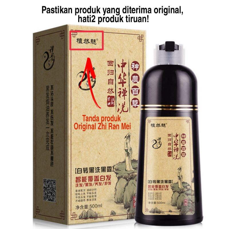 Original Shampo Penghitam Rambut Uban Sampo Penghilang uban Herbal Alami ORIGINAL 500ml Natural black ( Dus Coklat )