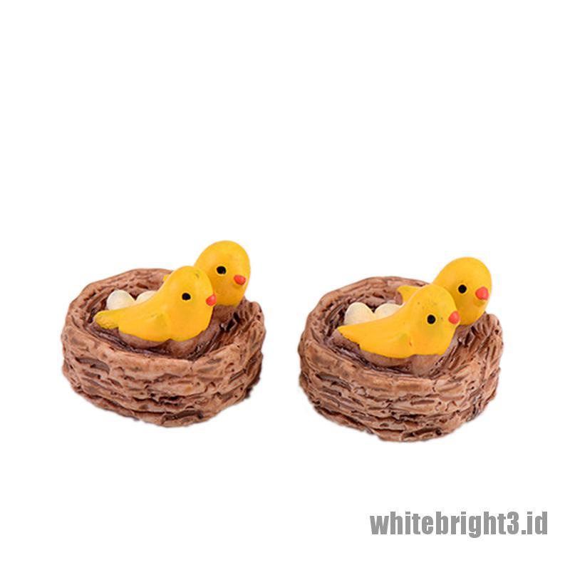 (white3) Miniatur Sarang Burung Bahan resin Untuk Dekorasi Rumah